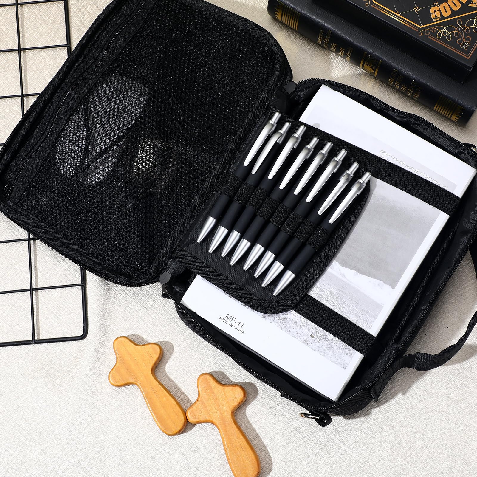 Bible Case for Christian Girl, Cute Bible Case Chenille Letter Bible Cover Case with Shoulder Strap Canvas Tote Carrying Bag Gift for Christian Teenagers Girl Student, Bible Study Supplies, Church Tote Bag, Easter Gift for Christian Daughter