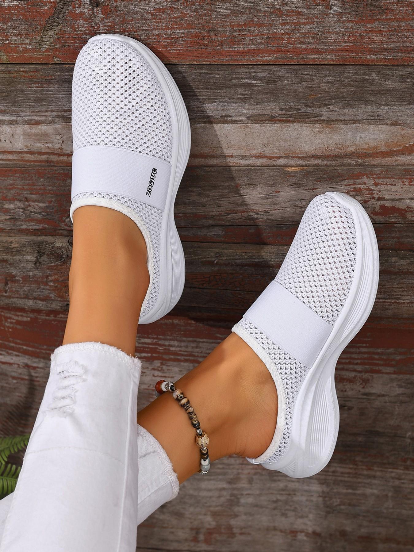 Women's Casual Sports Shoes, One-Click Slip-On, Spring Summer Beach Vacation Travel, Breathable Mesh, Comfortable Fit, Walking Shoes