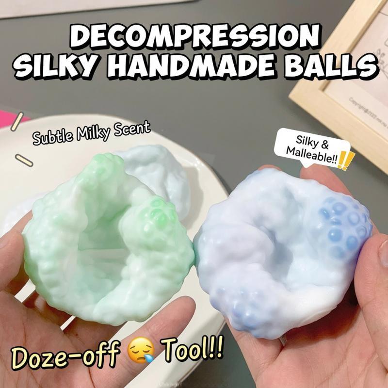 Pastel Cloud Crunchy Bead Stress Ball – Satisfying ASMR Squishy Fidget Toy for Anxiety Stress Relief, ADHD Autism Sensory, Portable Office Decompression