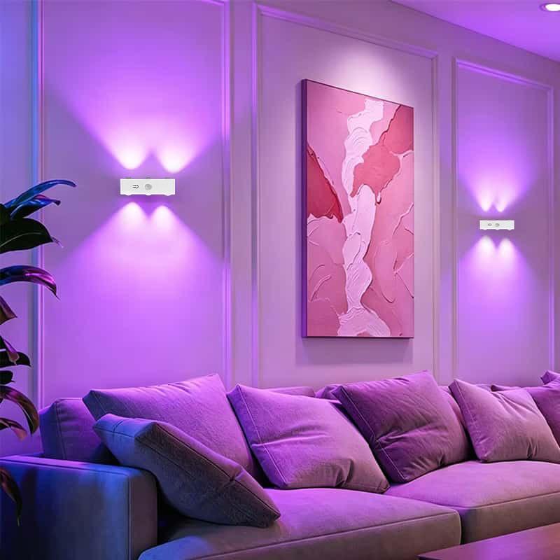 RGB Wall Light, LED Smart Motion Sensor Night Light, USB Rechargeable Bedside Lamp, Living Room, Bedroom, Hallway, Entryway, Staircase Decorative Light, Led Ambient Lighting, Home Lighting