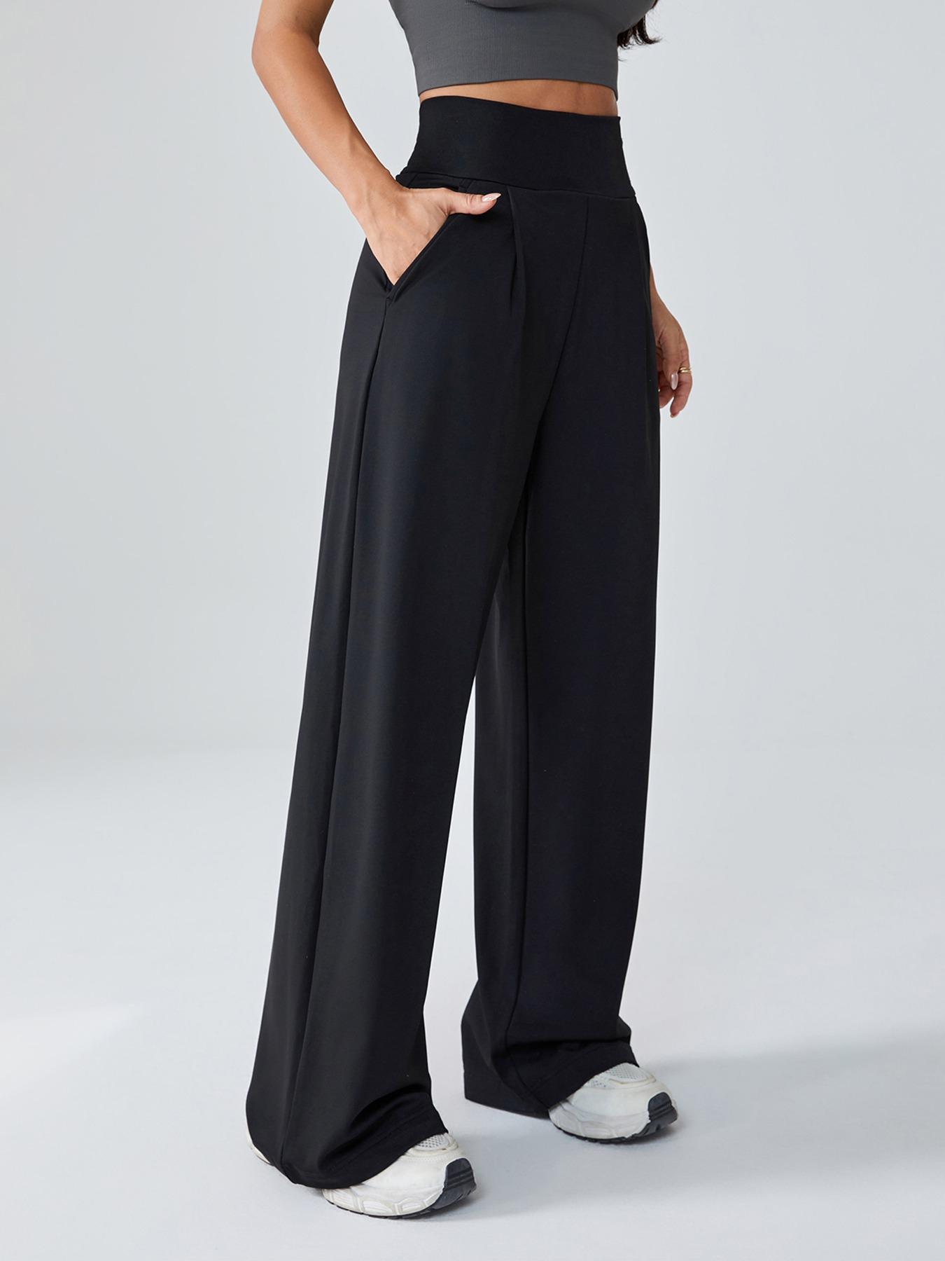 Women's High Waist Yoga Pants, Loose-Fit Casual Straight Leg Knitted Joggers, Fall & Winter Warm Sportswear, Perfect Daily Wear, Cute Gym Clothes