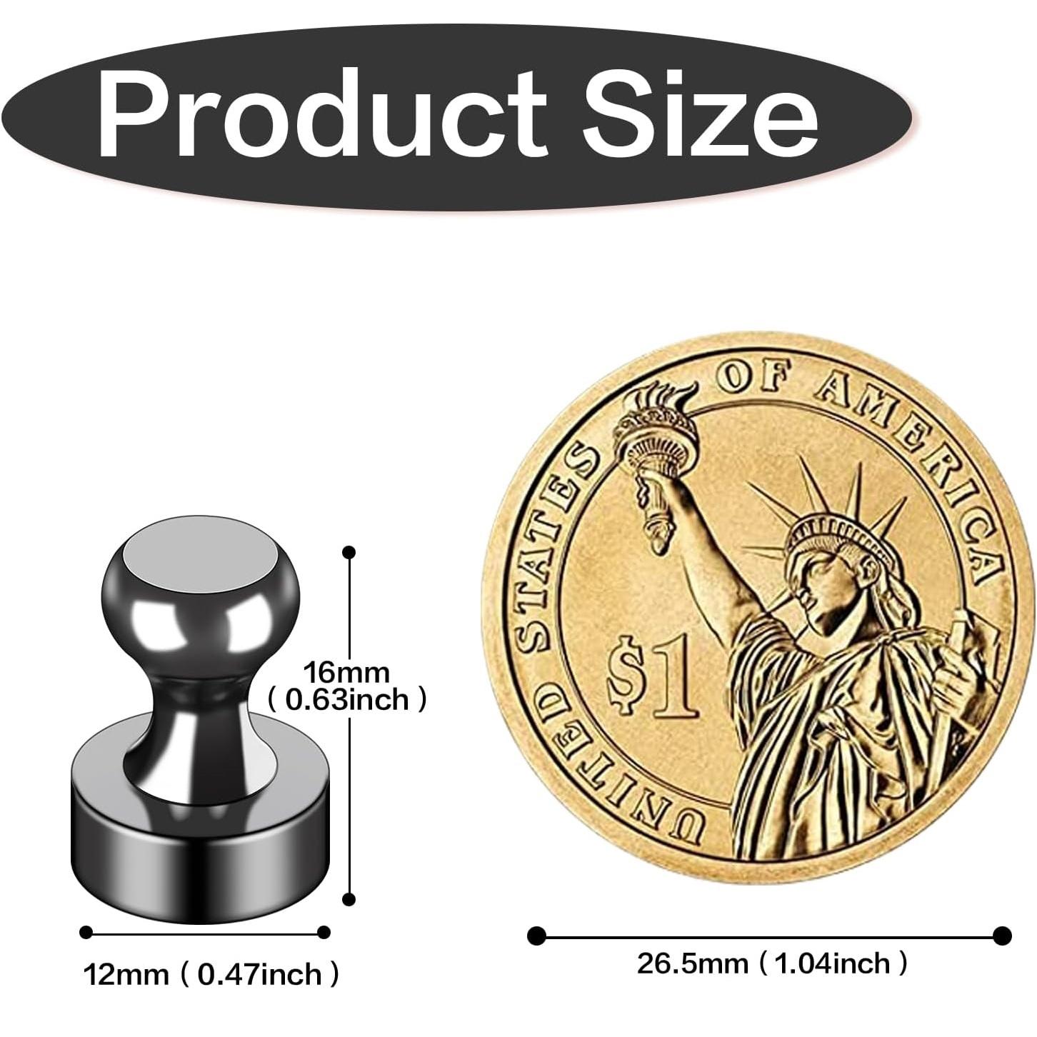 12 Pack Refrigerator Magnets, Small Strong Magnetic Clips for Whiteboard, Office, Classroom, Kitchen and Maps, Fridge Magnet Clip