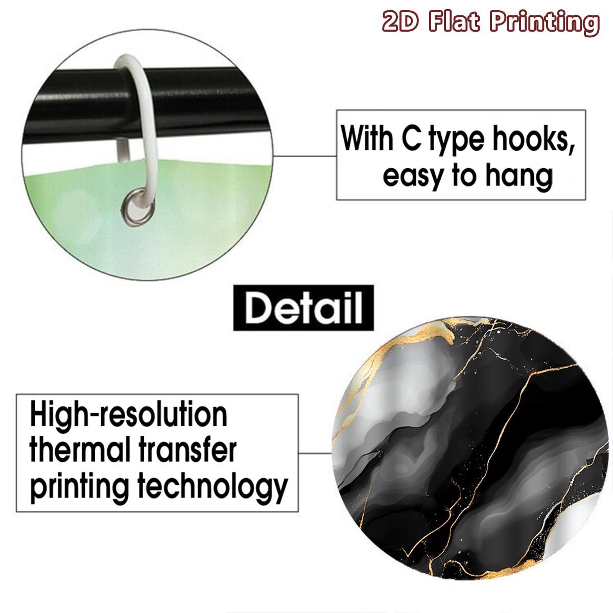 4PCS Marble Shower Curtain set, Black White and Gold Marble Bathroom Decor, Accessories with Bath Mat, U-shaped Mat, Toilet Lid Cover, 12 Hooks 180x180cm Curtain, Luxury Stone Aesthetic, Home Decor, bathroom accessories