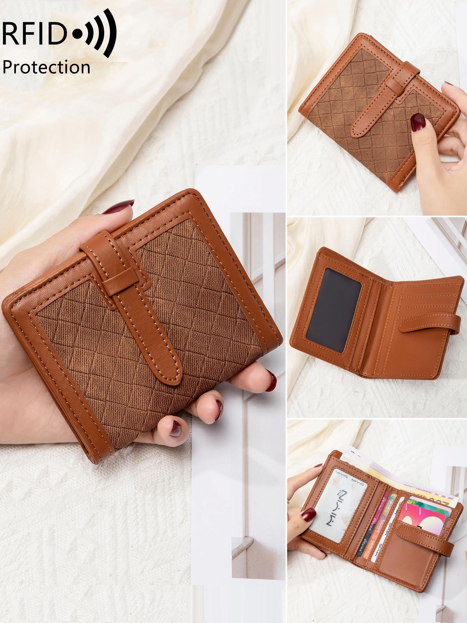 Ladies' ultra-thin RFID blocking wallet, secure snap closure, ladies' wallet with multiple card slots and ID windows, compact and lightweight for daily use, perfect for work, office or commuting - ideal gift for anniversaries, birthdays, Valentine's Day