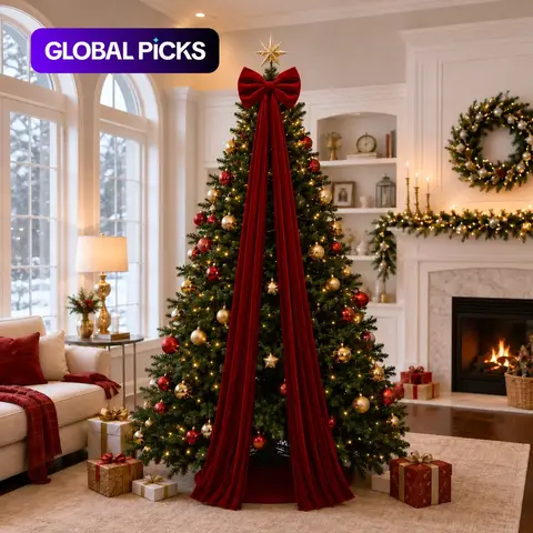 Christmas Tree Bows, Giant Christmas Tree Topper Bow with Long Streamers, Velvet Coquette Decor for Front Door, Wall, Wreath, Birthday, Baby Shower, Wedding Party, Holiday Decor