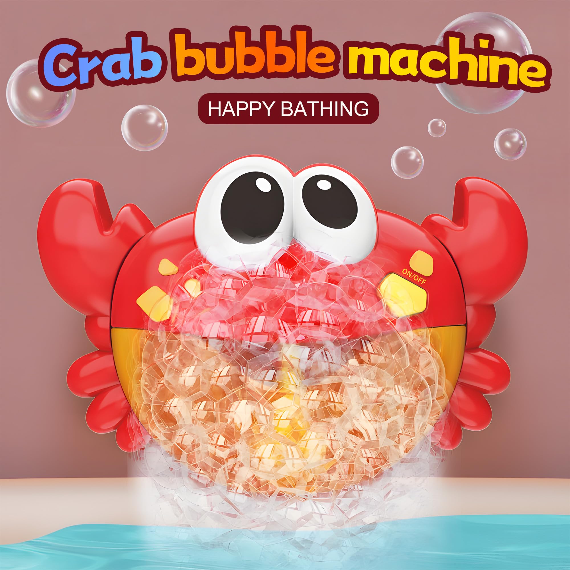 Crab Bubble Machine Toy for Bath Time, Electric Musical Crab Bath Toy for Infants and Toddlers, Fun Water Play for Boys and Girls, Bath Bubble Maker