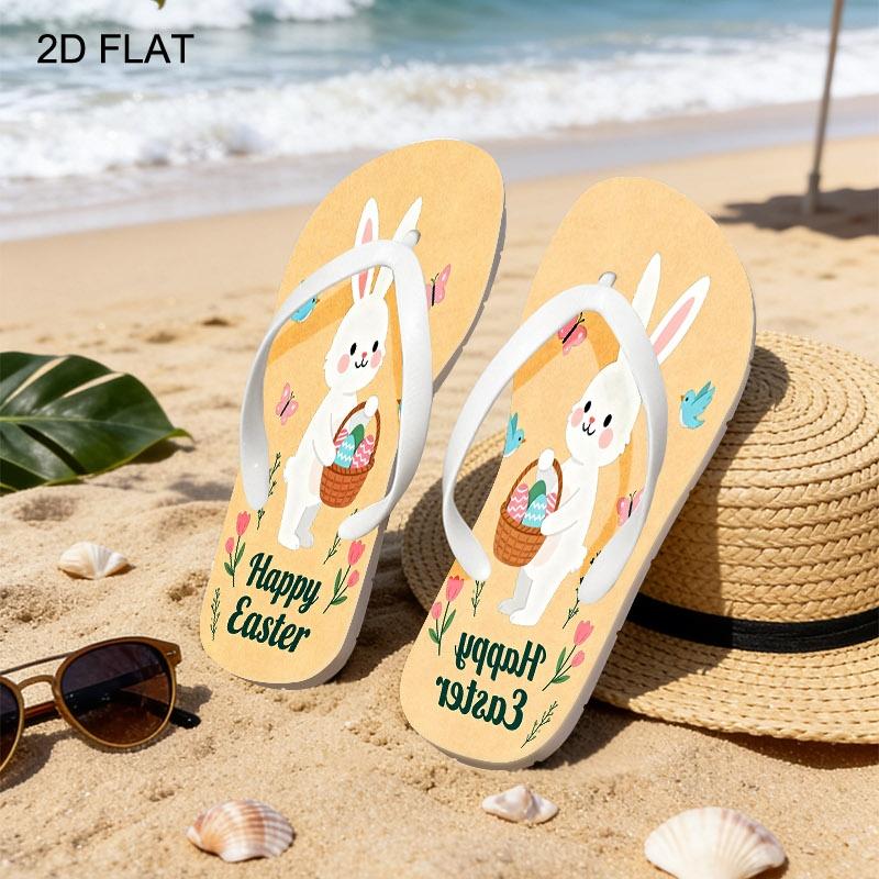 2026 Summer New Women's Flip Flops, Open Toe, Flat Heel, Multiple Colors & Sizes Available, Easter Bunny Pattern, Ideal for Mother's Day & Holiday Gifting, Comfortable for Daily & Beach Wear, Lightweight & Stylish, Women Shoes
