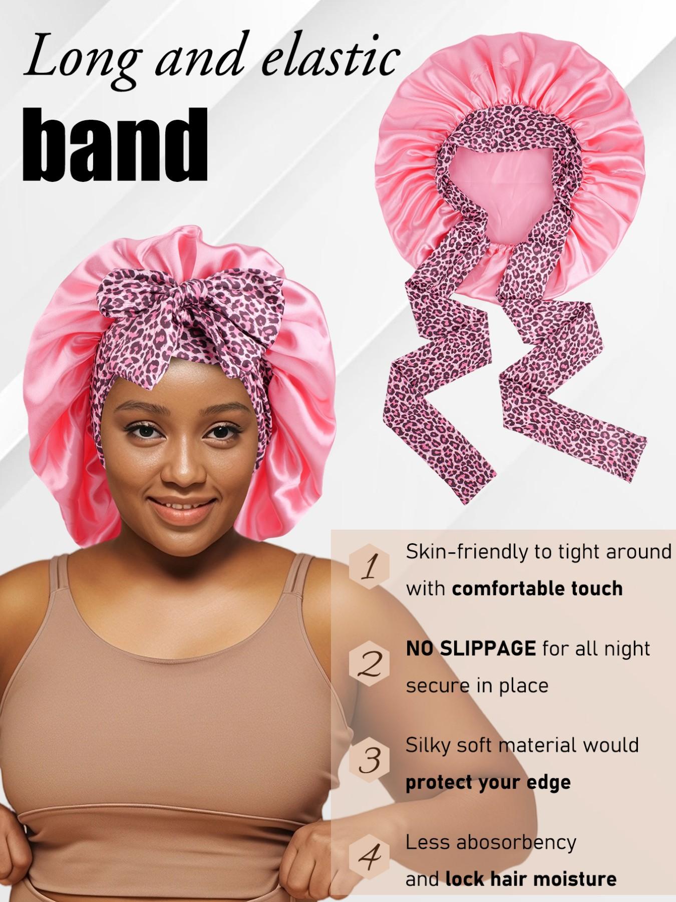 Long Hair Satin Sleep Cap with Elastic Band, Women's Nighttime Sleep Hat, Long Sleeper Cap, Suitable for All Hairstyles, Shower Cap