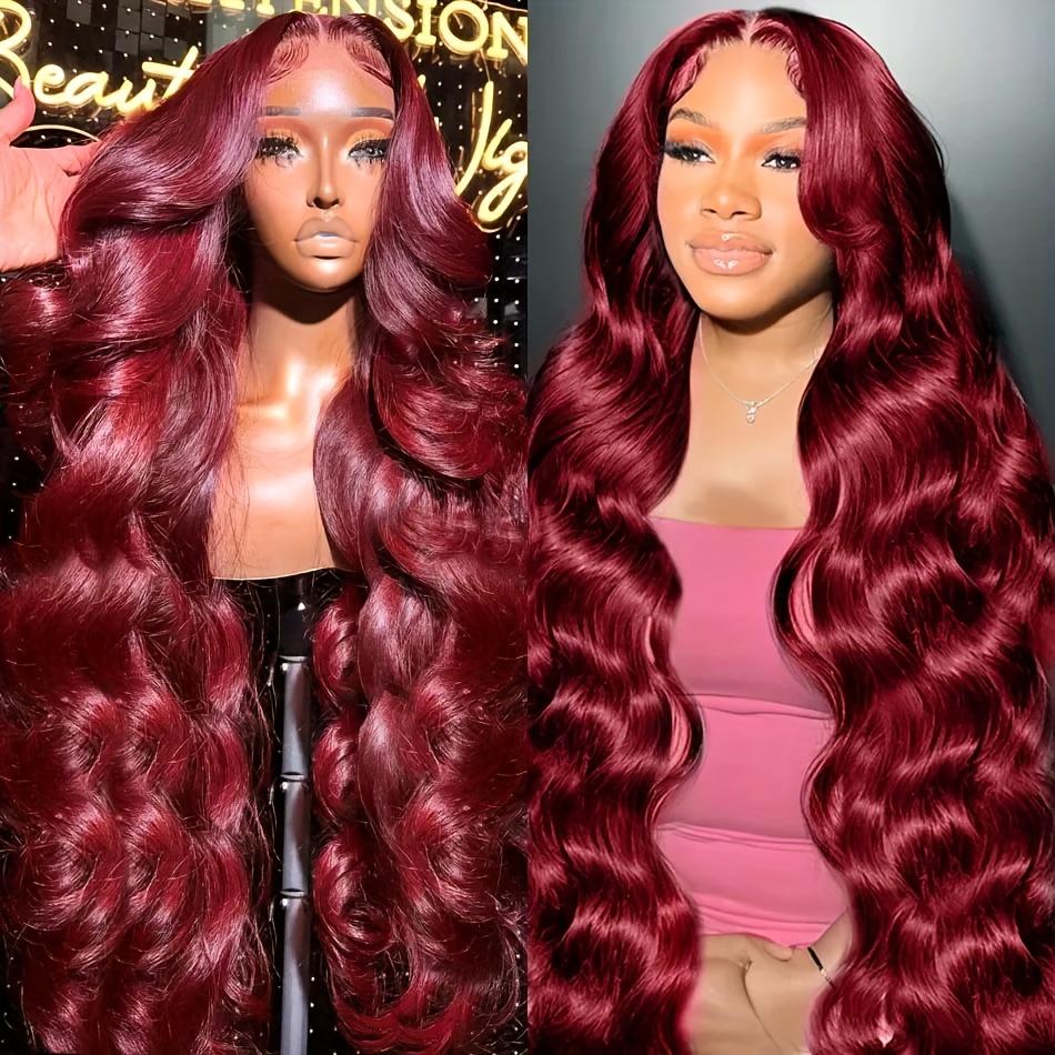 Bling Hair 99j Red Color 33# 4# Color 13x4/6 Body Wave Lace Frontal Human Hair Wigs 180 Density Lace Frontal Wig Real Hair Pre Plucked Human Hair Lace Wigs With Hairline TikTokShopBlackFriday
