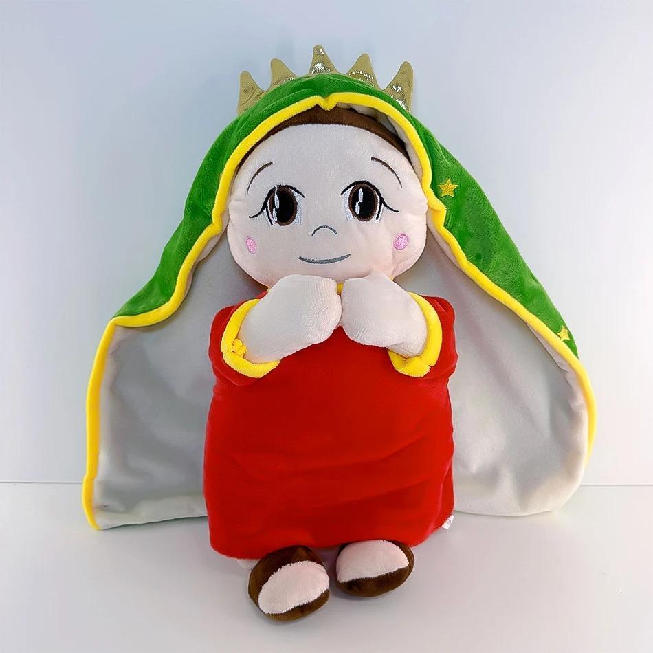 Breathing Jesus Virgin Mary  Music Soothing With Light Plush Toy Doll Jesus Plush Toys Comforting Jesus Heart Toy Easter Gifts