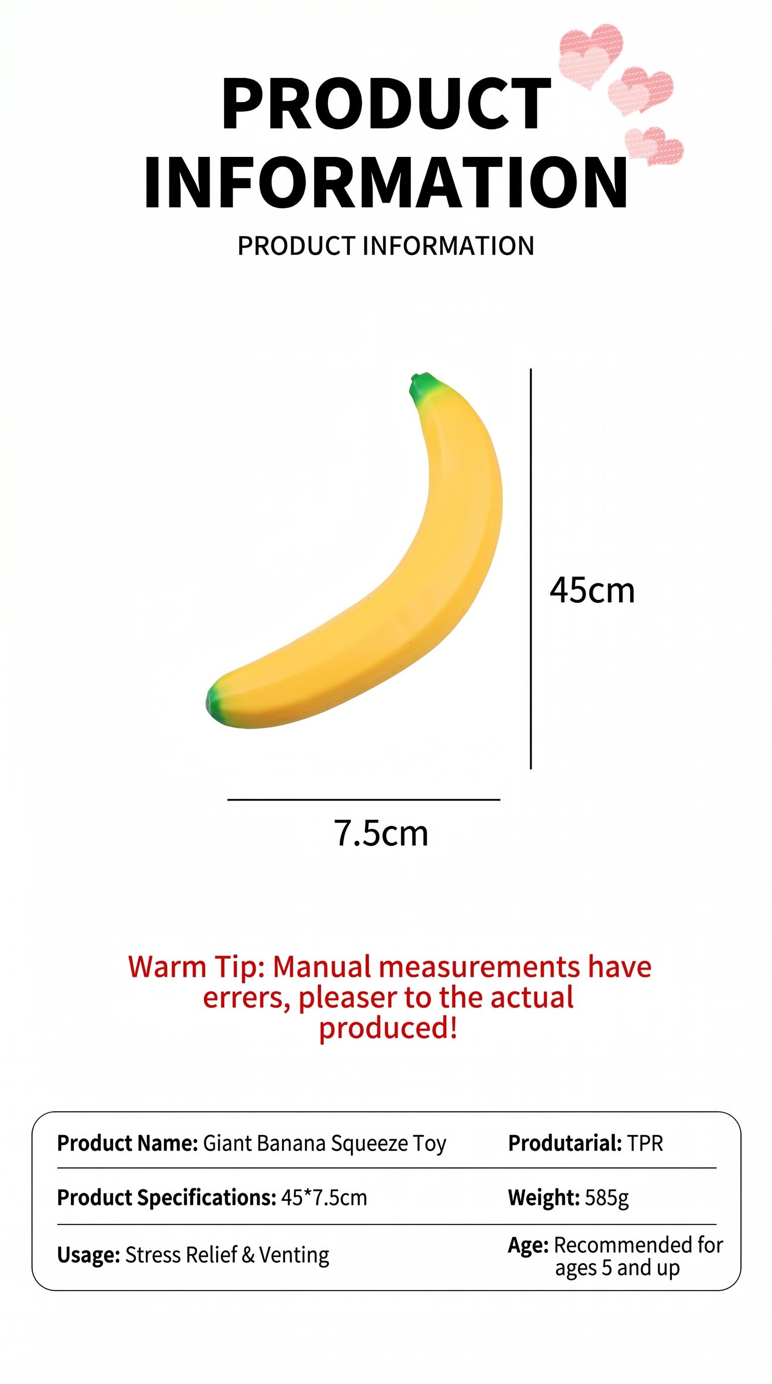 Giant Banana Squishy Toy, Oversized Stress Relief Squeeze Fidget for Adults & Kids, Satisfying Sensory ASMR Toy