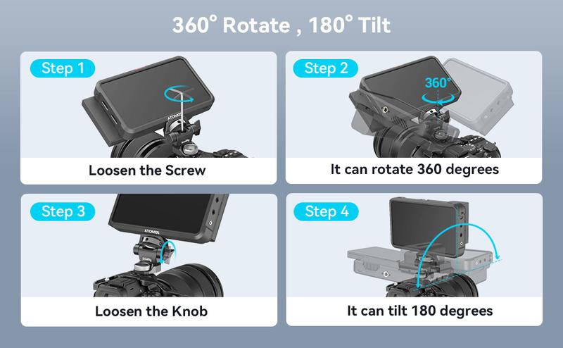 SmallRig Adjustable Camera Monitor Mount for ARRI-Style (Upgrade), 360° Swivel and 180° Tilt Monitor Holder Anti-Twist Support 5” and 7” Field Monitor- 2903B