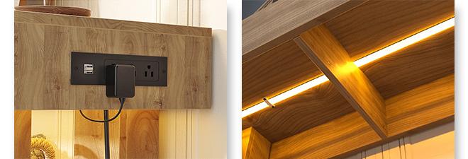 47'' Farmhouse Console Table with Power Outlets and Motion Sensor Light, Wooden Entryway Table Sofa Table for Entrance, Hallway, Living Room