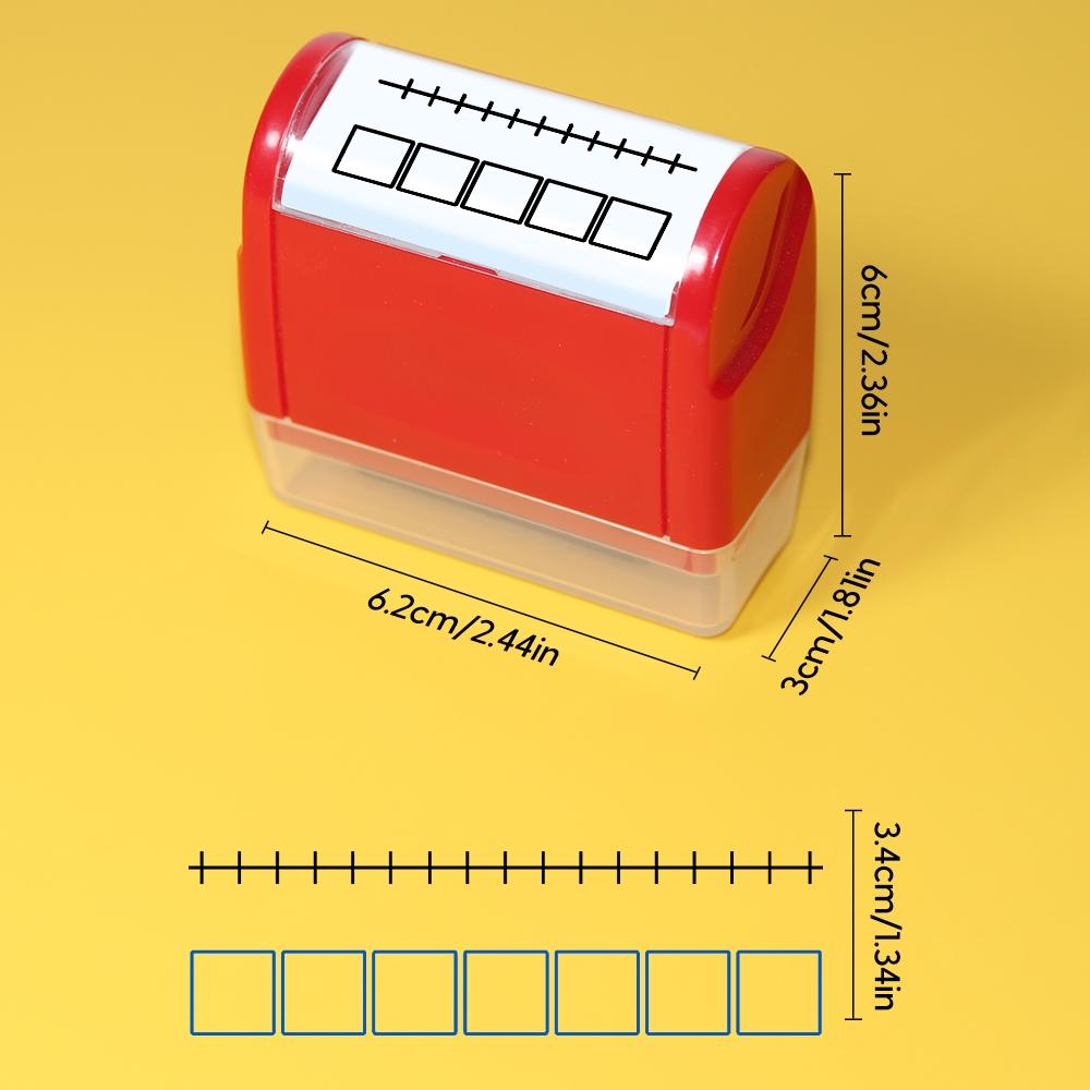 Teacher Stamp Grid & Dashed Lines, Reusable Self-Inking Writing Practice Roller Seal, Math Fraction Classroom Home Office Supplies