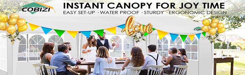 COBIZI 10x20 Pop up Canopy Tent with 6 Sidewalls, Waterproof Portable Outdoor Canopy for Parties, Wedding, Backyard