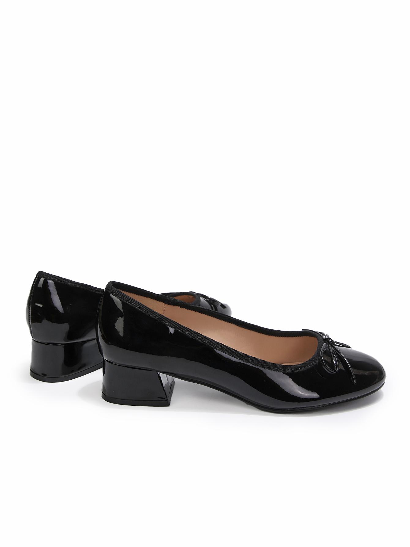 mysoft Women's Patent Leather Low Heel Pumps - Bow Accent Slip-On Heels for Women, Office, Wedding