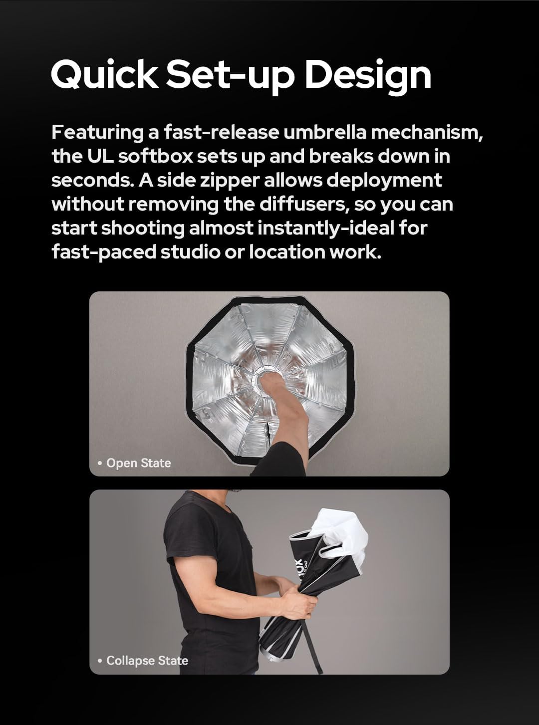 Godox Softbox Godox Quick Release Umbrella Softbox,Bowens Mount with Removable Front and Inner Diffusers/Grip/Diffuser Plate for Photography, Live Streaming,Location Portrait