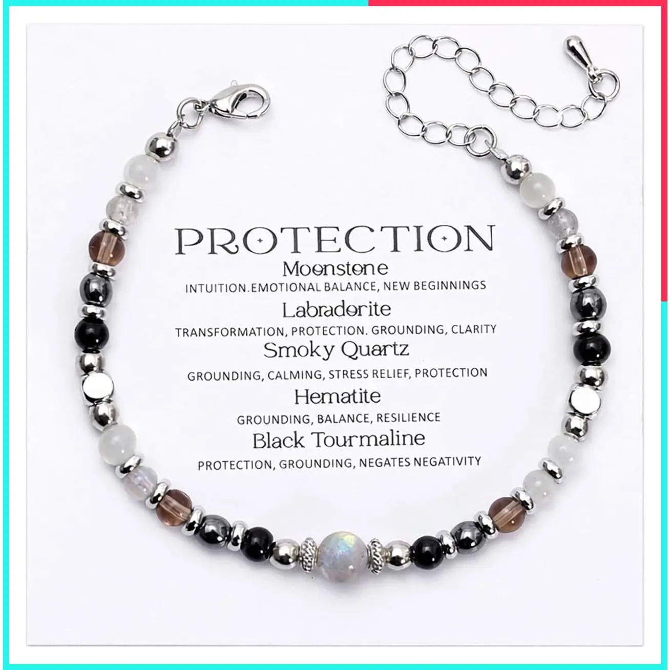 Black Obsidian Crystal Healing Bracelet for Women - Protection, Empath Protection, Luck, Anxiety & Stress Calm Bracelet