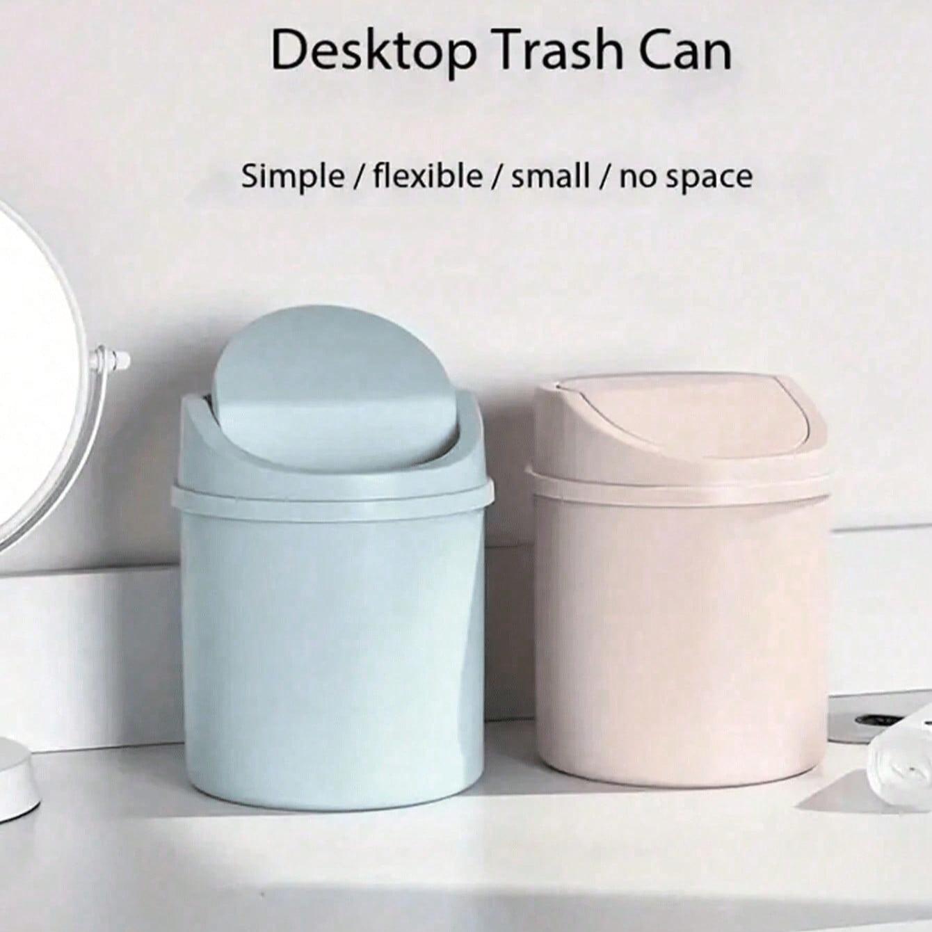 Mini Garbage Bin, Trash Storage Can, Covered Trash Can, Desktop Trash Can, Plastic Desktop Waste Paper Basket, To Prevent Odor Leakage, Storing Fruit Peel, Paper Scraps On Desk To Keep Tidy, For Office Desk Decor, Coffee Table, Office, Living Room, Study
