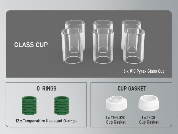YESWELDER 49Pcs TIG Welding Torch Consumables Pack | Stubby Gas Lens, Collets, #10 Pyrex Cup for WP-17/18/26 TIG Torches