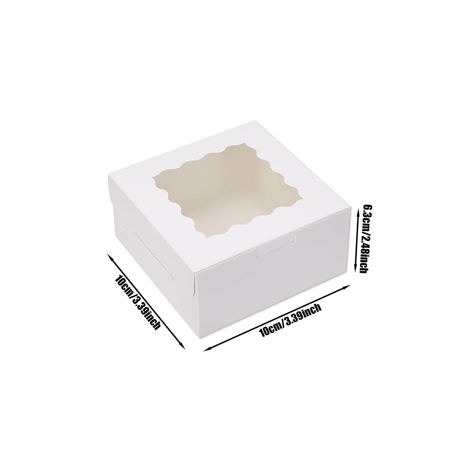 White Gift Cookie Boxes, 3.39'x3.39'x2.48' Bakery Boxes with Window, for Mini Cake Treat Dessert Pastry Donuts Macaroon Strawberries Chocolate Candy