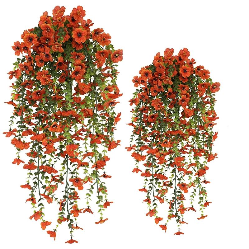6pcs of Artificial Flowers Hanging Flowers Plastic Floral Plant for Outdoor Artificial Plants Spring And Summer Decoration, Artificial Flower Decorations, Colorful Violet Fake Daisy Realistic Outdoor Flowers Porch Courtyard Decoration Home Decoration
