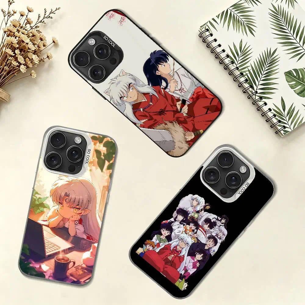 Cartoon Inuyasha Art High-Detail Silver Electroplated Shockproof Phone Case, Multi-Model Fit for iPhone 11-17 Pro Max/Plus & Samsung Galaxy S23-S25, iPhone & Galaxy Compatible Mobile Phone Accessory, Ios & Android