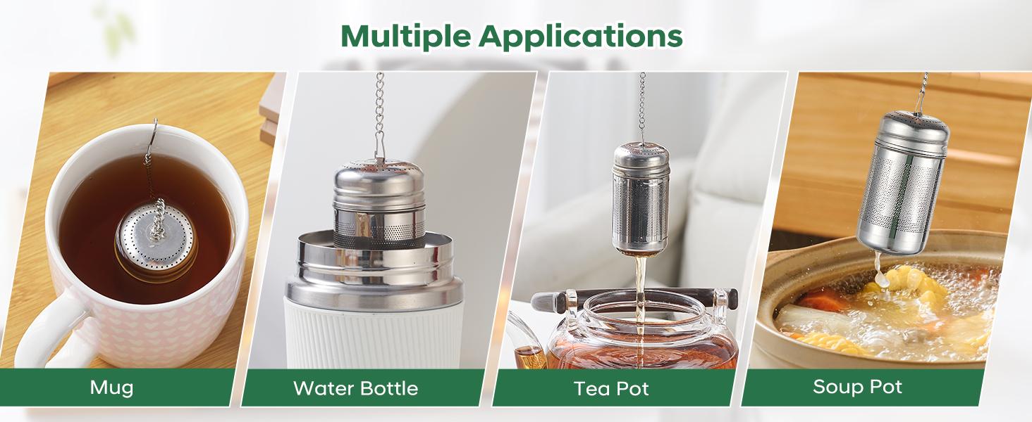 316L Stainless Tea Infuser – Fine Mesh Loose Leaf Tea Steeper for 8–16 oz Mugs, & Small, Dishwasher Safe (1 Pack)