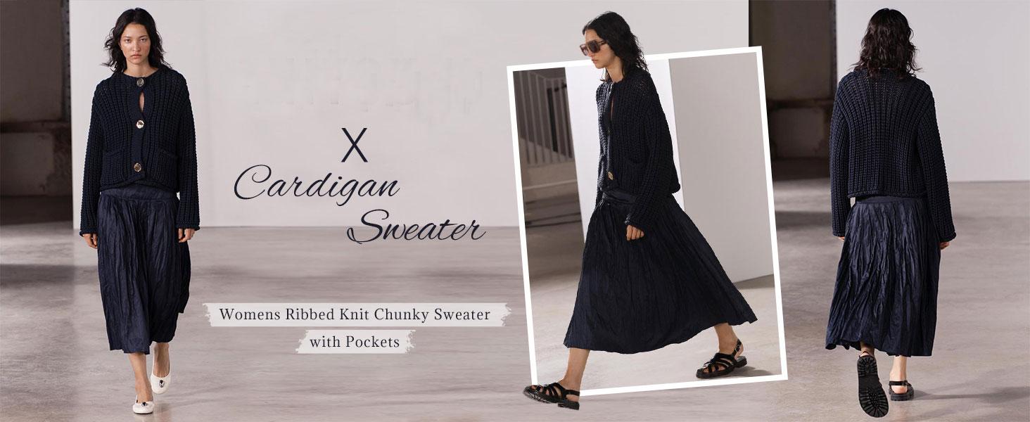 Molitree Women's Cropped Button Long Sleeve Sweater Chunky Knit Sweater Knitwear Cardigan Molitree Women's Cropped Button Long Sleeve Sweater Chunky Knit Sweater Knitwear Cardigan