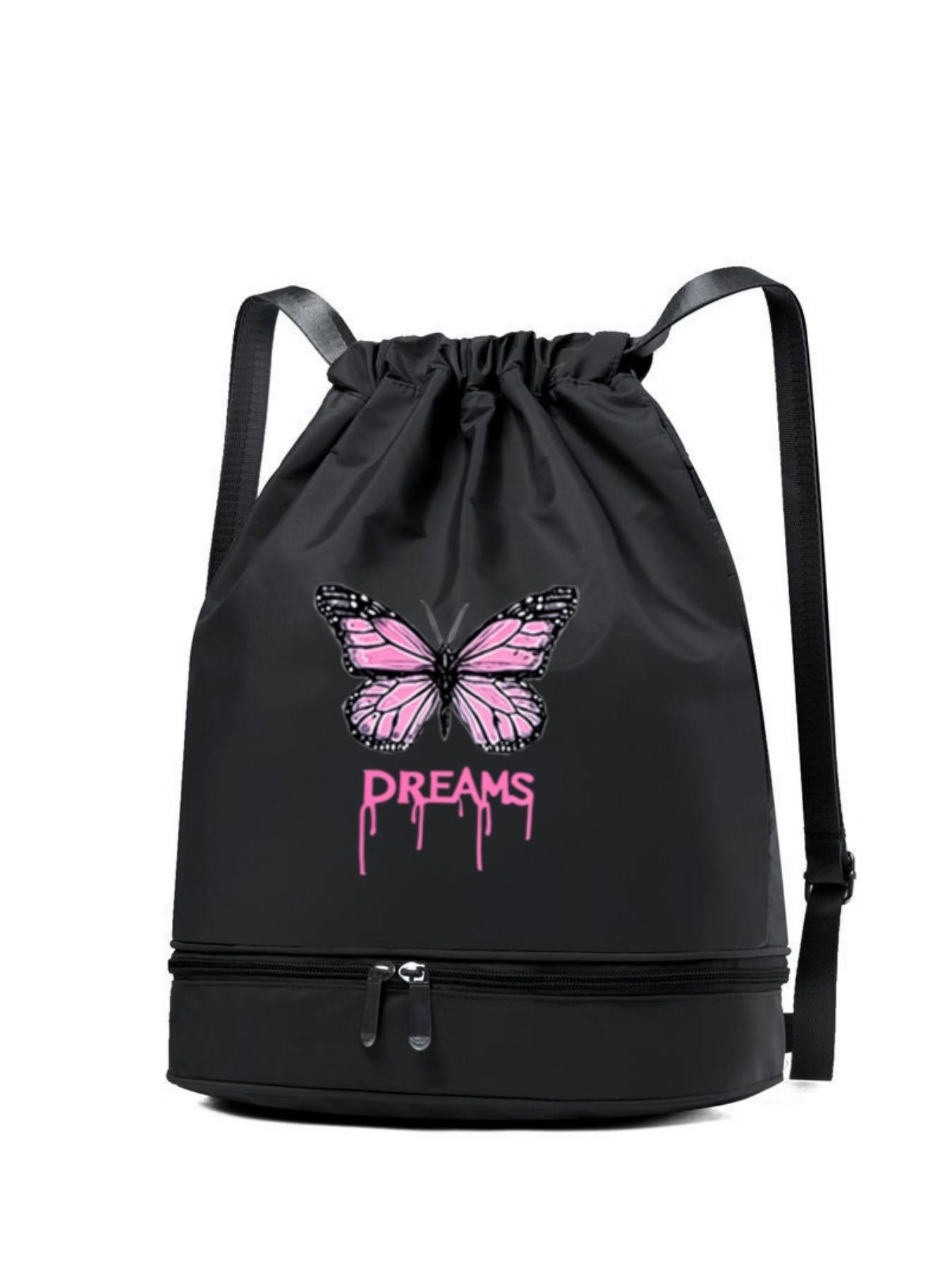 Women's Shoulder Handbag, Ink Drop Letter Butterfly Pattern, Lightweight Durable, Independent Storage Compartment, Multiple Colors Available