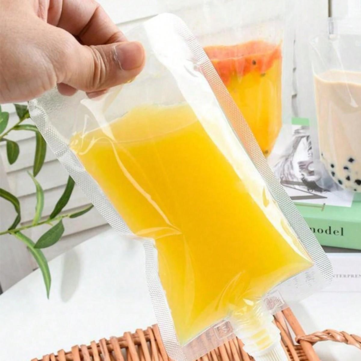 10-Pack Reusable Hidden Plastic Drink Bags, Leak-Proof Storage Pouches, Transparent Plastic Bags, Ideal for Beverages, Yogurt, Travel Use