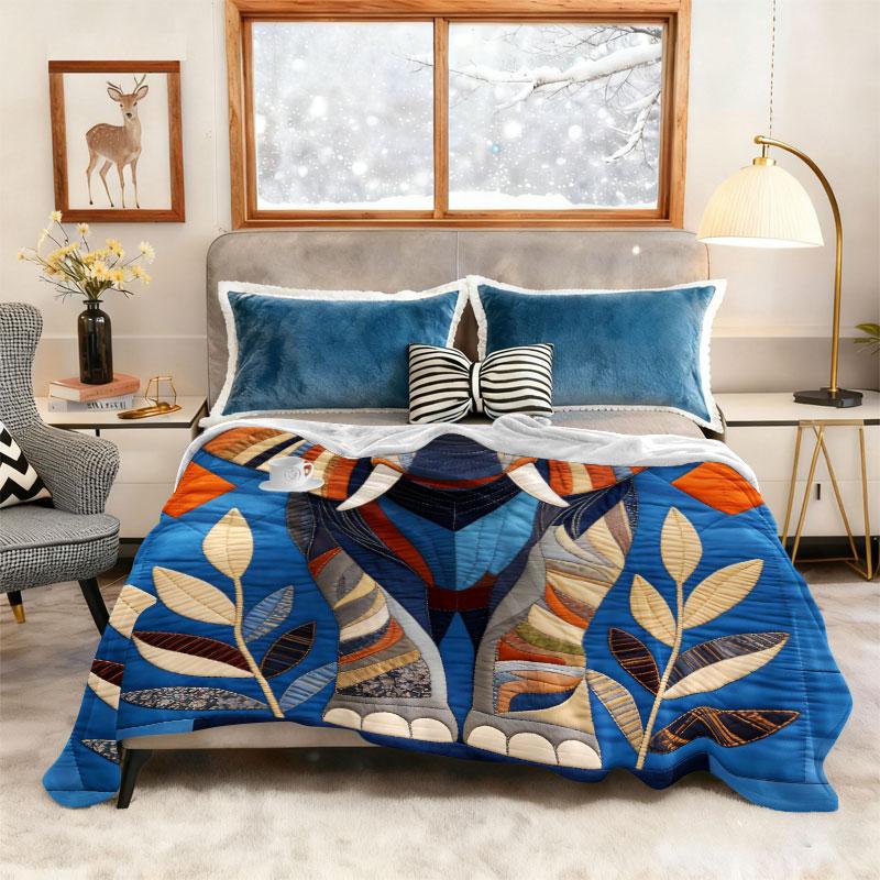 Creative Elephant Pattern Quilted Blanket, Winter Home Decor Essential, Warm and Comfortable, Multi-Purpose, All Ages