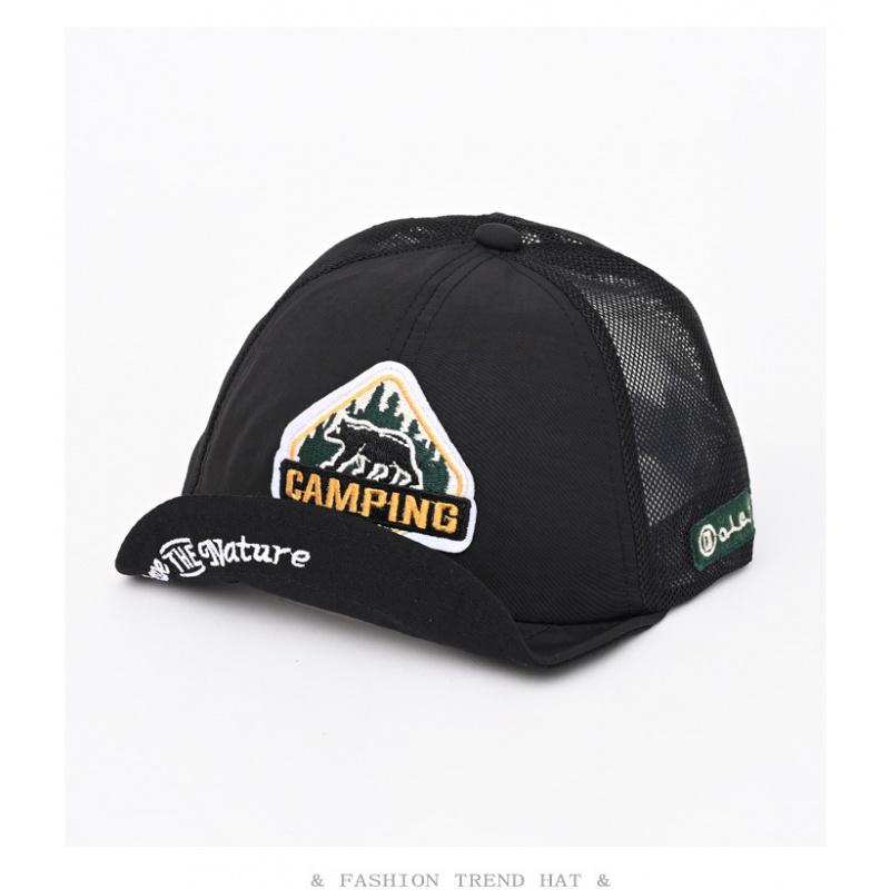 American retro style rolled brim short-brim mesh baseball cap for men and women, summer outdoor sunshade, quick-dry, breathable, sun-protective, soft-brimmed baseball cap