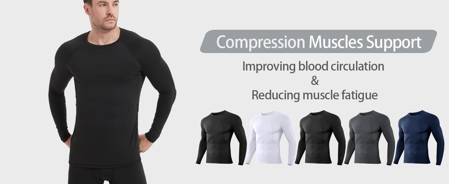 5 Pack  Mens Compression Shirt Workout Guard Long  Sleeve Undershirts for Athletic Gym