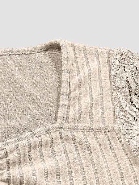 Women's Ribbed Tee, Elegant Long Sleeve Top for Spring & Fall, Women's Clothing for Daily Wear, Lady Clothes