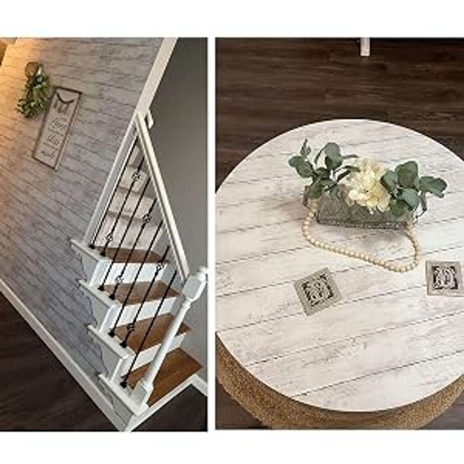 393"X17.7" Wood Peel and Stick Wallpaper White Self Adhesive Removable Vintage Wood Plank Contact Paper for Bathroom Decor Walls Covering Wardrobe Large Size Vinyl