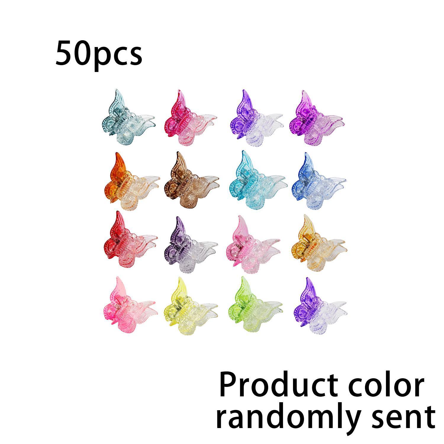 50 Pcs Shiny Mini Butterfly Hair Clips, Candy Color Spray Paint, Gentle on Hair, Perfect for Side Bangs and Boat Hairstyles