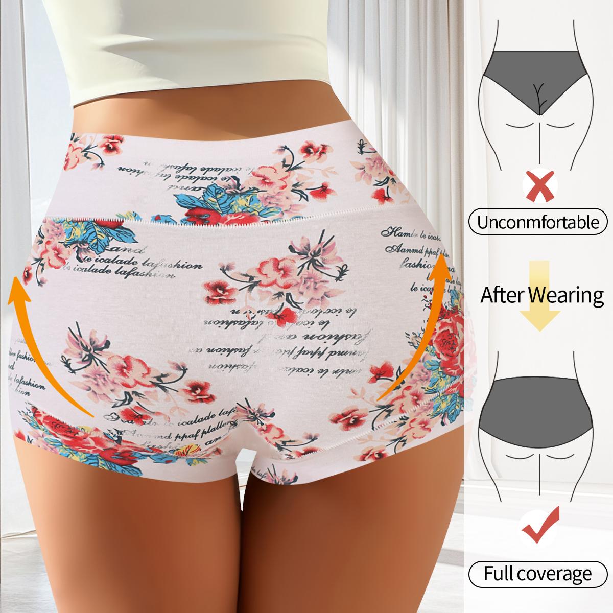 QUASTI Women's 4PCS High Waisted Cotton Pocket Boxer Shorts Panties, Smooth Comfortable Elegant Breathable Safety Shorts Briefs, Skin Friendly Full Coverage Stretch Seamless Lady Shorts for Daily Wear, S XXL