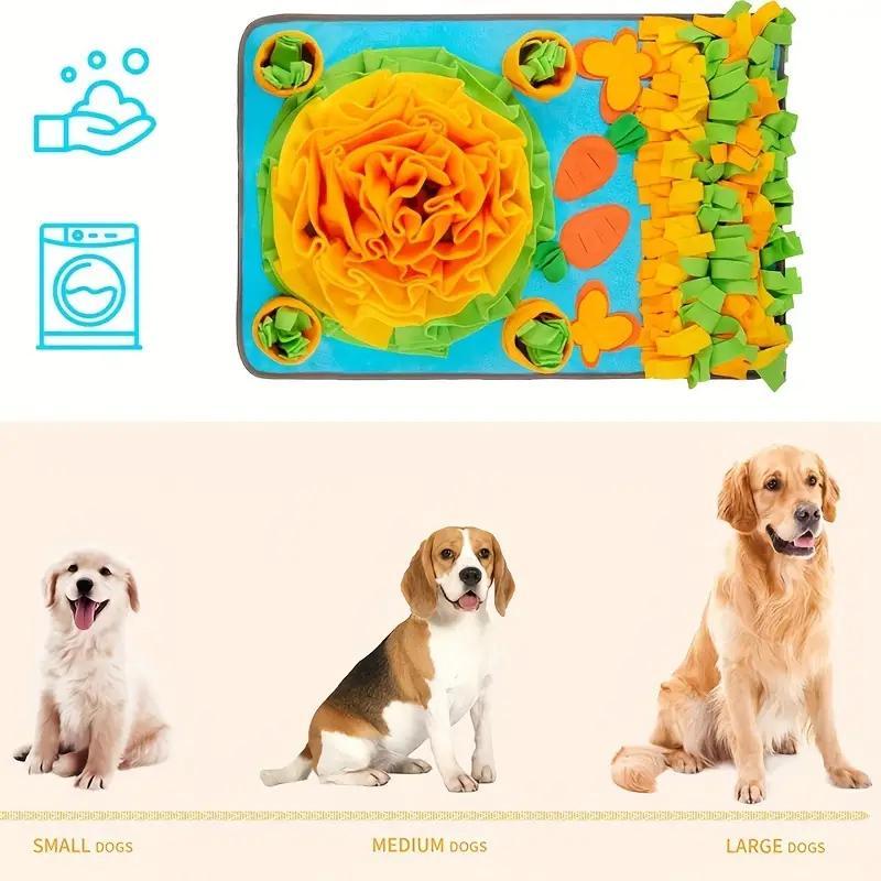 Interactive Dog Sniffing Mat, Dura Poly Fiber Feeding Blanket, Slow Feeder & Search Skills Toy, Scented Food & Hidden Treats, All Breeds