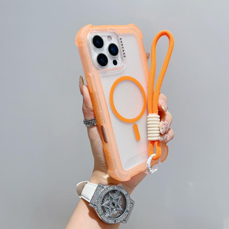 One new transparent matte iridescent case for MagSafe phone of Apple 17 Pro Max. Also suitable for 16 Pro hanging strap. Comes with 4 corner thickening for shock protection for 16/15 Pro Max/13 Pro. Comes with a protective case.