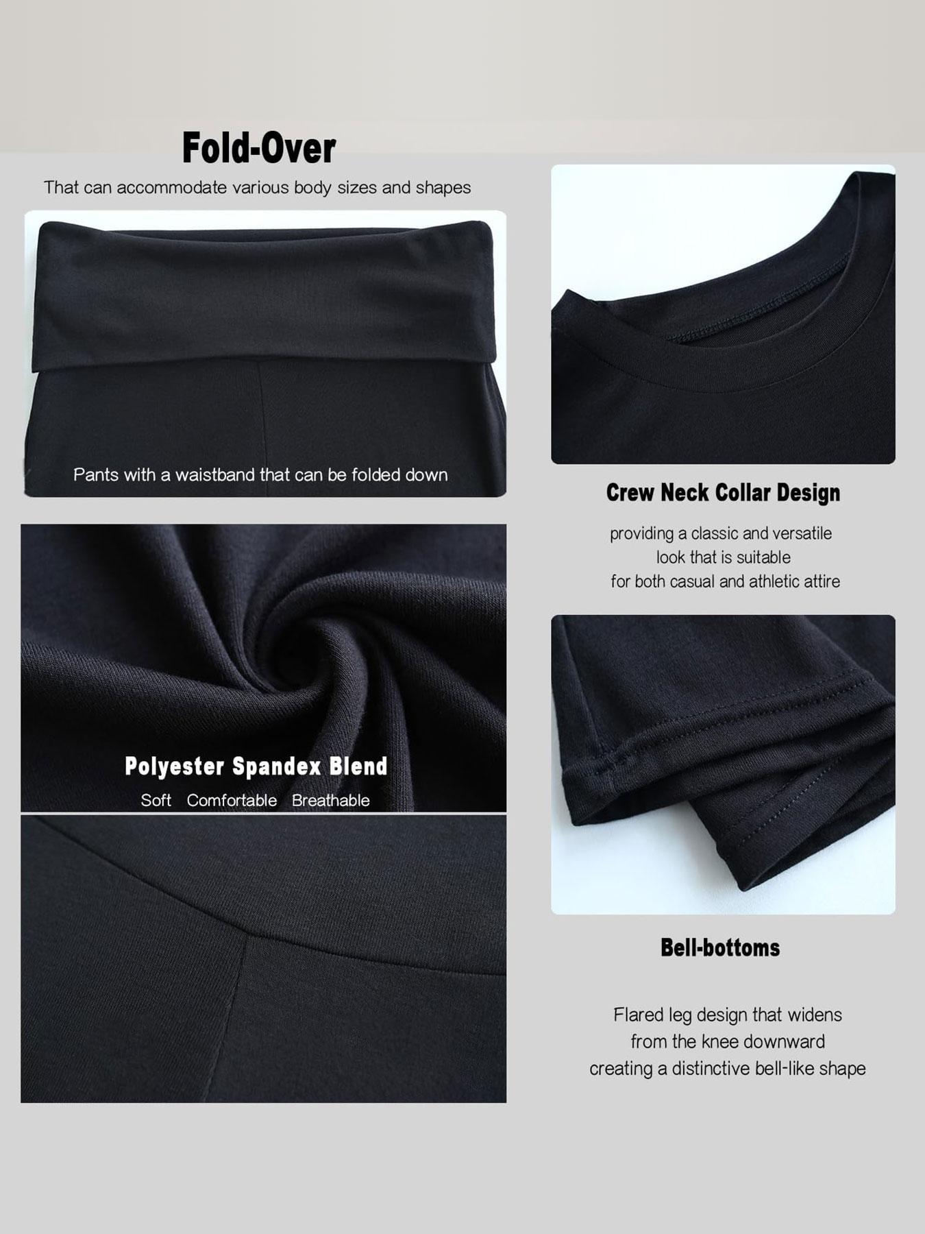 Women's Solid Color Short Sleeve Top & Flare Leg Pants Loungewear, Casual Comfy Two-piece Lounge Set, Ladies Loungewear for All Seasons, Pajama Set