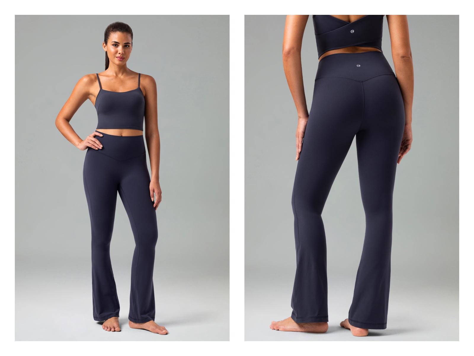 Colorfulkoala Women's No Front Seam 27.5" Mini Flare Pants High-Waisted Seamless Front Dreamlux Fabric Yoga Casual Wear