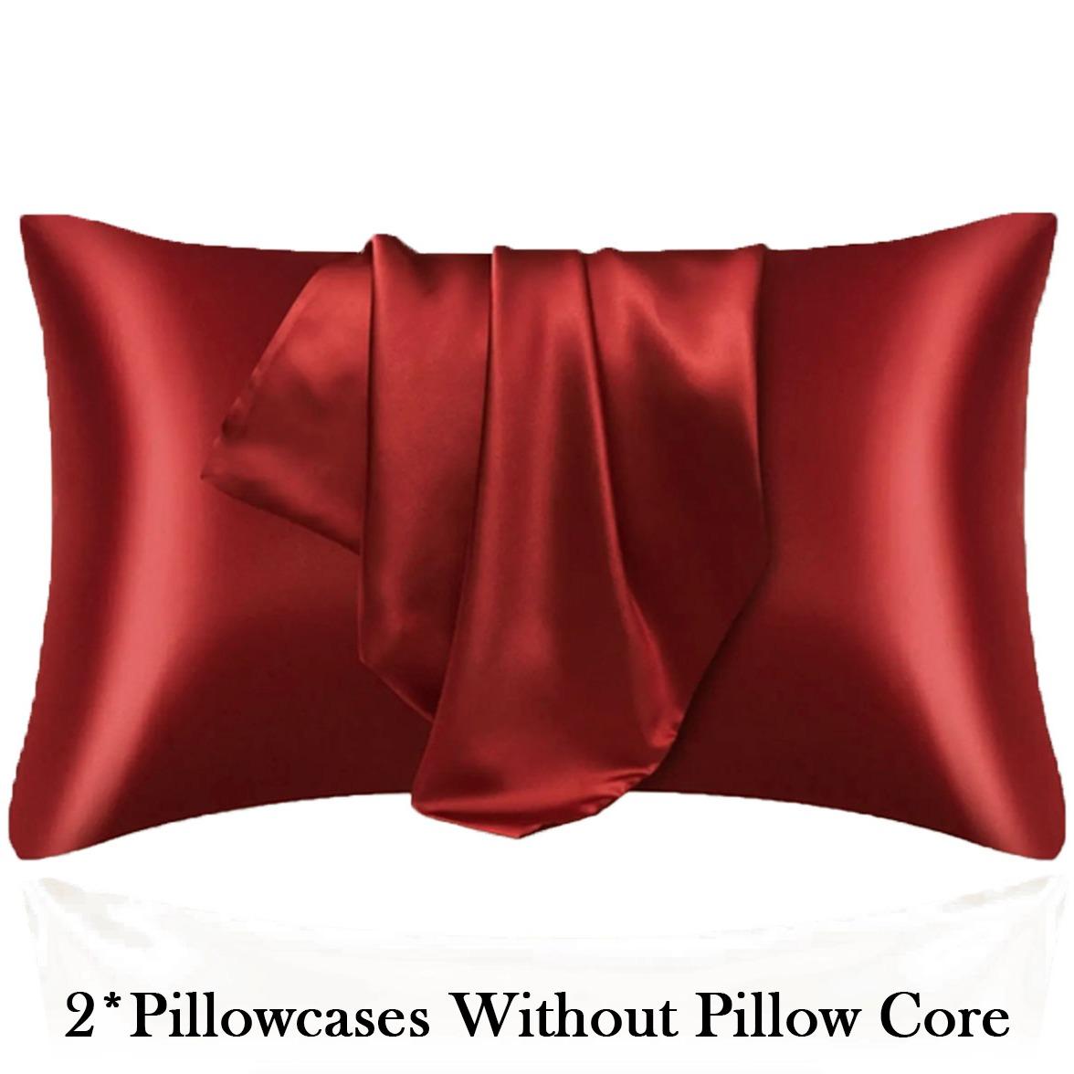 2pcs set of solid color satin pillowcases, no filling included. Soft and comfortable, skin-friendly and breathable. Suitable for bedrooms, dormitories and hotels. Elegant and minimalist design, gentle on hair and skin, an ideal gift choice.