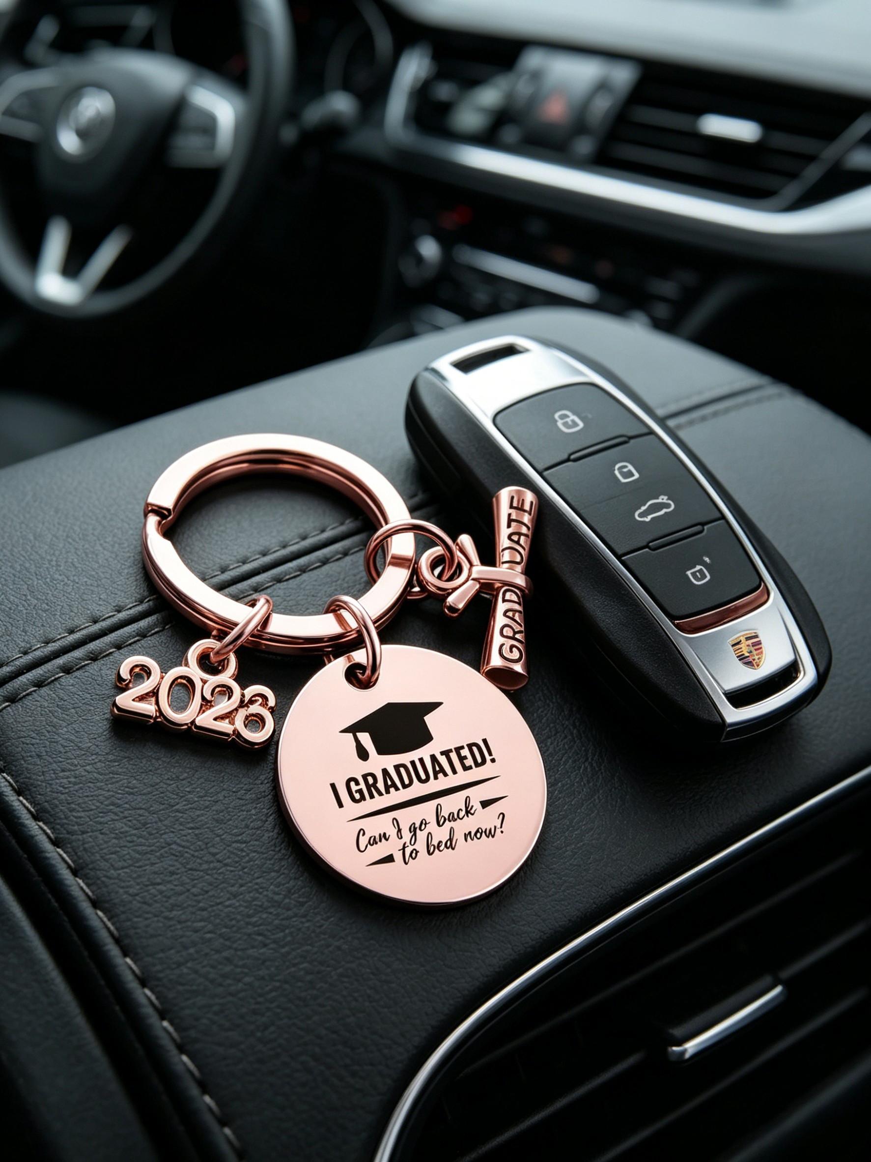 Graduation Gift Stainless Steel Keychain, Customizable Metal Keychain, Backpack Charm, Car Key Holder, Memorial Souvenir, Youth Memory Pendant