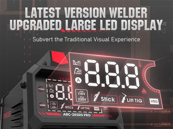 YESWELDER ARC-205DS-PRO 205Amp Stick Welder | 110/220V Dual Volts MMA Welding Machine | Hot Start, Arc Force, Anti-Stick & VRD