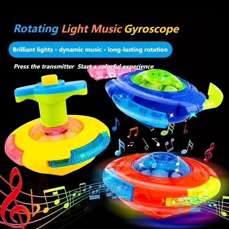 Unique UFO Gyroscope Toy with Built-in Transmitter, Glowing Lights, and Dynamic Sounds, Ideal for Holiday and Birthday Presents
