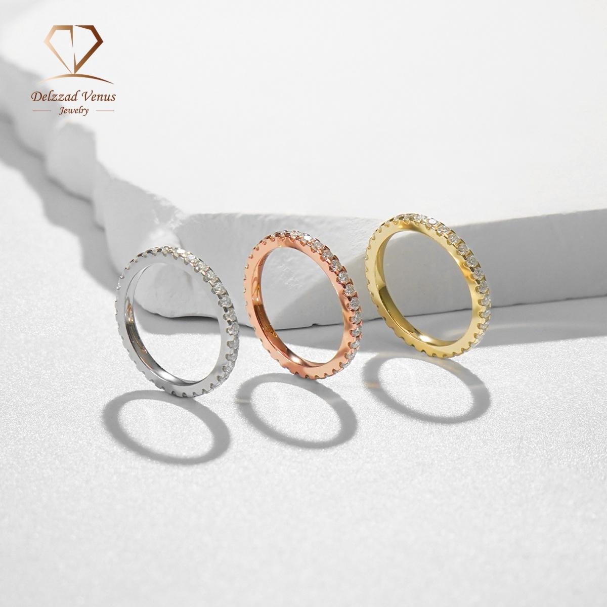 Delzzad Stackable Eternity Ring VVS Synthetic Moissanite Ring S925/Copper Band Perfect Birthday Mother’s Day Gift for Men Women Wedding Set