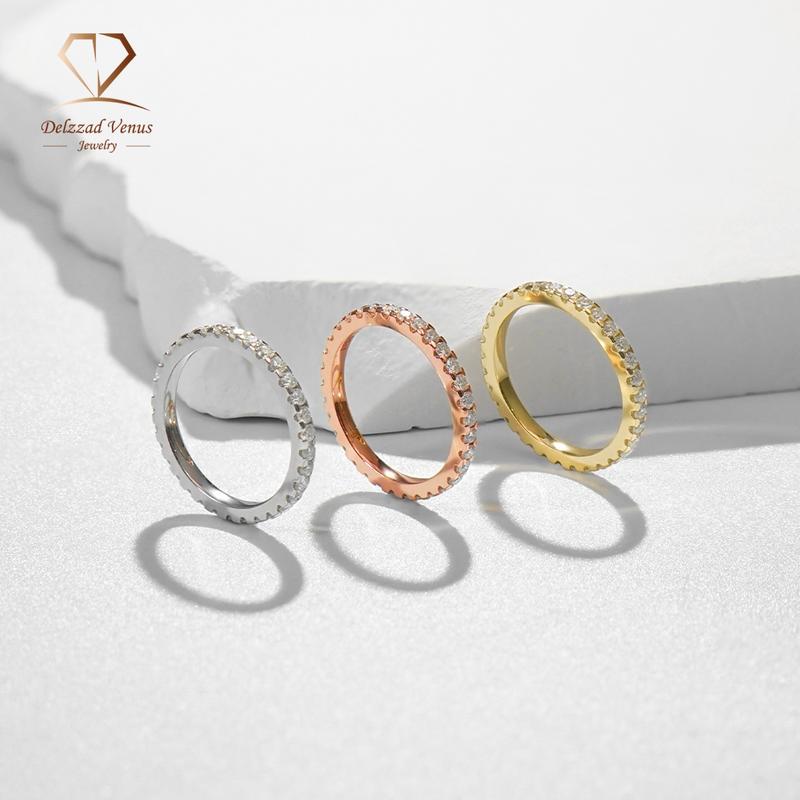 Delzzad S925 VVS Synthetic Moissanite Stackable Eternity Ring Perfect Birthday Mother’s Day Gift for Men Women Wedding Set