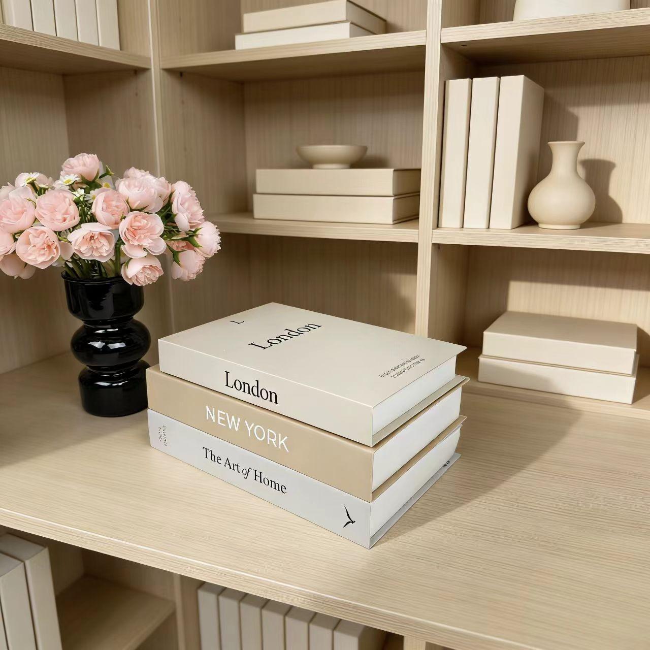 Modern Home Decor Statue Set, Stackable Bookshelf Fake Books, Realistic Prop Photography, Fresh Literary Style Desktop Ornament