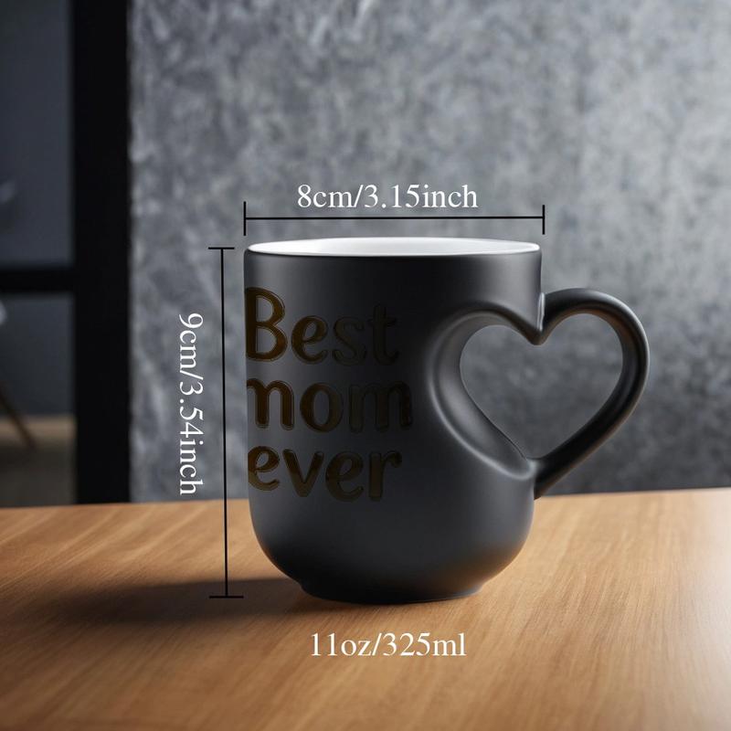1pc Magical Color Changing Mug with Heart-Shaped Handle, Heated Gradient Coffee Mug With Best mom ever Gold Text Mug Collection Design, 11oz Unique Heart Design, Perfect Gift For Mother's Day, Idears Gift for Wife & Mom